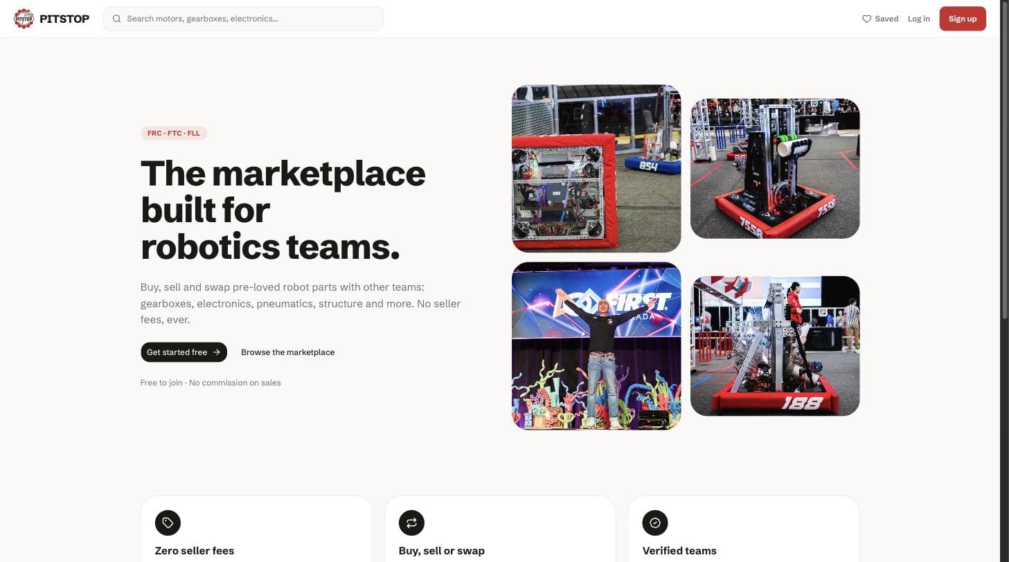 The PITSTOP web marketplace on desktop